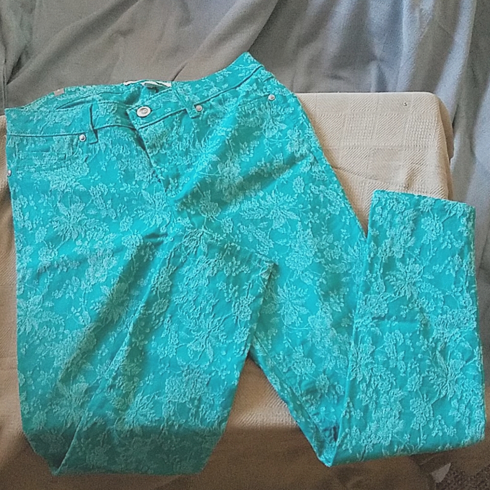 LC Lauren Conrad Green Floral Pants